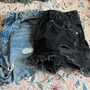 Both Forever 21 Retro High Rise Denim Shorts and black